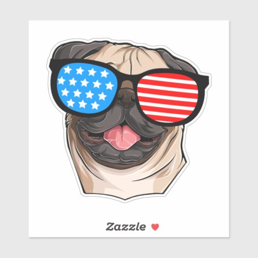 Patriotic Pug Aufkleber (Blatt)