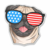 Patriotic Pug Aufkleber (Vorderseite)