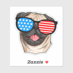 Patriotic Pug Aufkleber