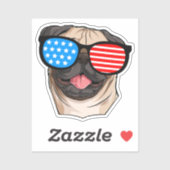 Patriotic Pug Aufkleber (Blatt)