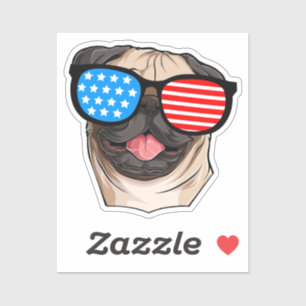 Patriotic Pug Aufkleber