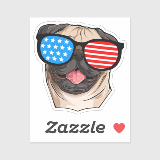 Patriotic Pug Aufkleber (Blatt)