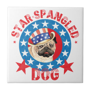 Patriotic Pug Fliese