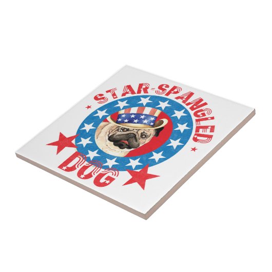 Patriotic Pug Fliese (Seite)