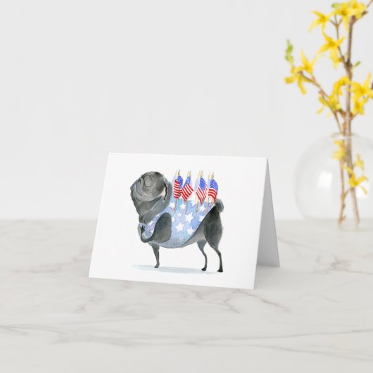 Patriotic Pug Karte (Gelbe Blume)