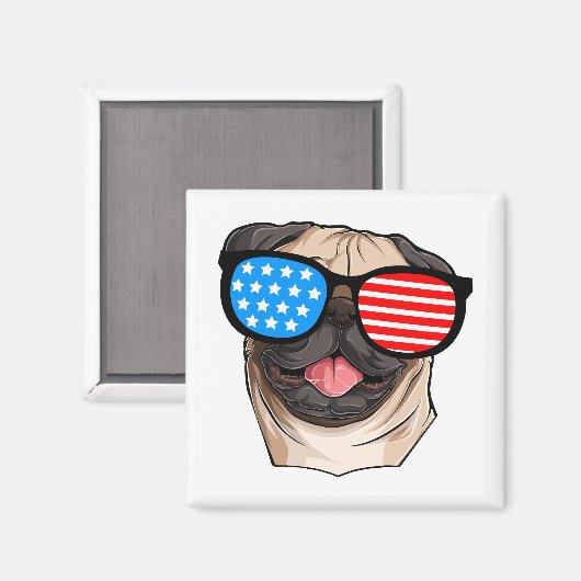 Patriotic Pug Magnet (Vorderseite/Rückseite)