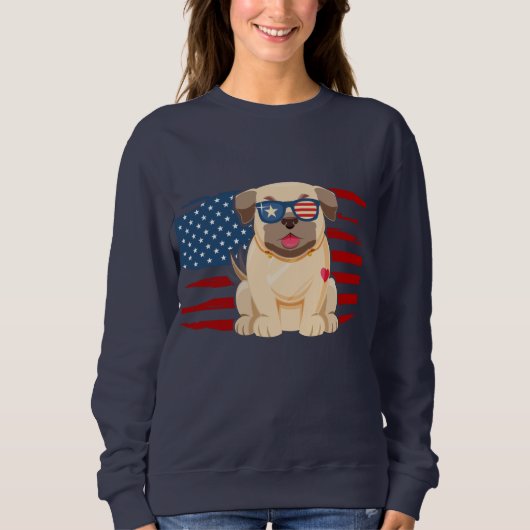 Patriotic Pug Sweatshirt (Vorderseite)
