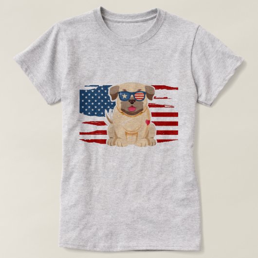 Patriotic Pug T-Shirt (Design vorne)