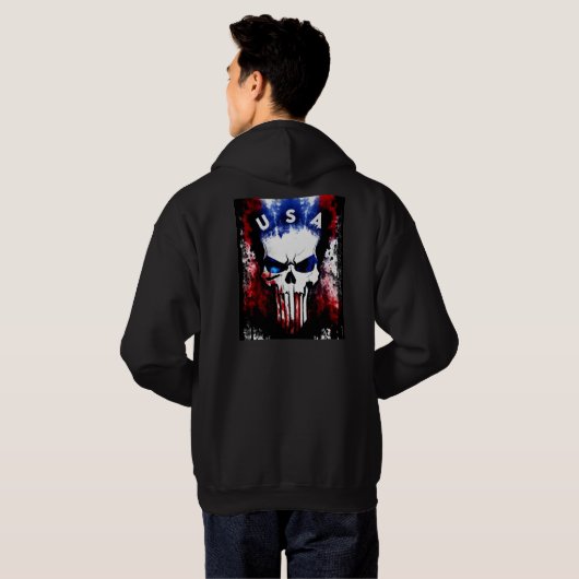 Patriotic Punisher (USA) Men Hoodie (Schwarz voll)