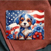 Patriotic Pup Amidbloms Postcard
