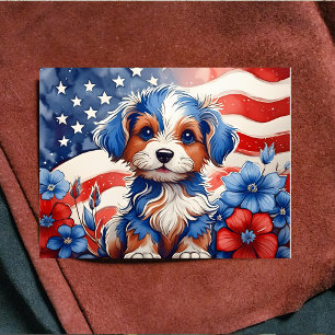 Patriotic Pup Amidbloms Postcard Feiertagspostkarte