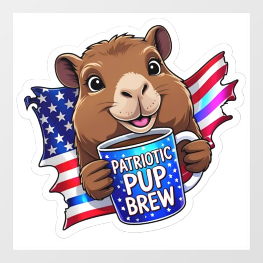 Patriotic Pup Brew' Holographic GOP Decal Fensteraufkleber (Blatt)