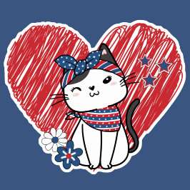 Patriotic Puss wasserdicht Aufkleber