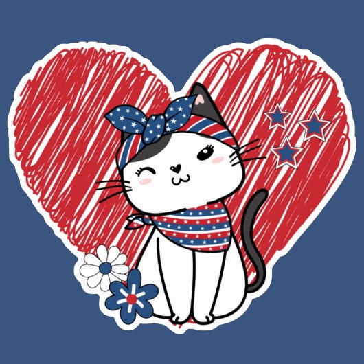 Patriotic Puss wasserdicht Aufkleber
