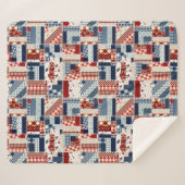 Patriotic Quilt Look Sherpa Fleece Blanket Sherpadecke (Vorderseite (Horizontal))
