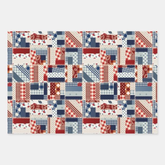 Patriotic Quilt Wrapping Paper Set Geschenkpapier Set (Vorderseite)