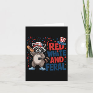 Patriotic Raccoon Merica USA 4. Juli Red White Karte