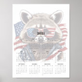 Patriotic Raccoon Red White Blue 2025 Kalender Poster (Vorne)