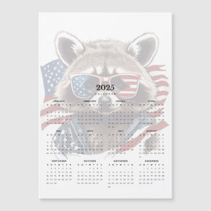 Patriotic Raccoon Red White Blue Magnetic Calendar Magnetkarte