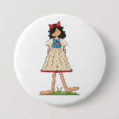Patriotic Rag Doll Girl Americana Folk Button (Vorderseite)