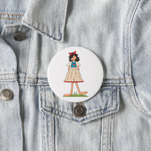 Patriotic Rag Doll Girl Americana Folk Button