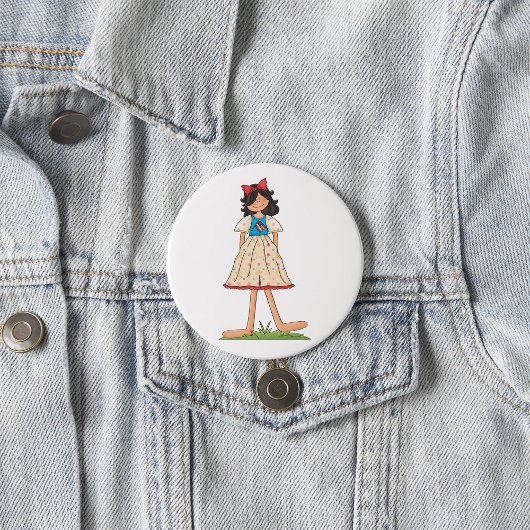 Patriotic Rag Doll Girl Americana Folk Button