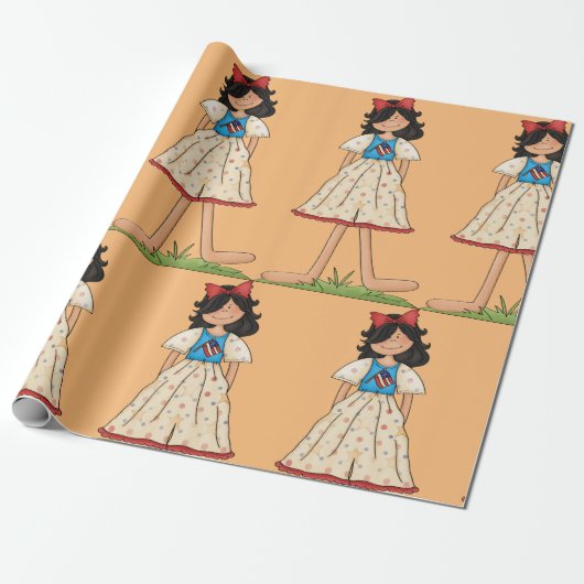 Patriotic Rag Doll Girl Americana Folk Geschenkpapier (Ungerollt)