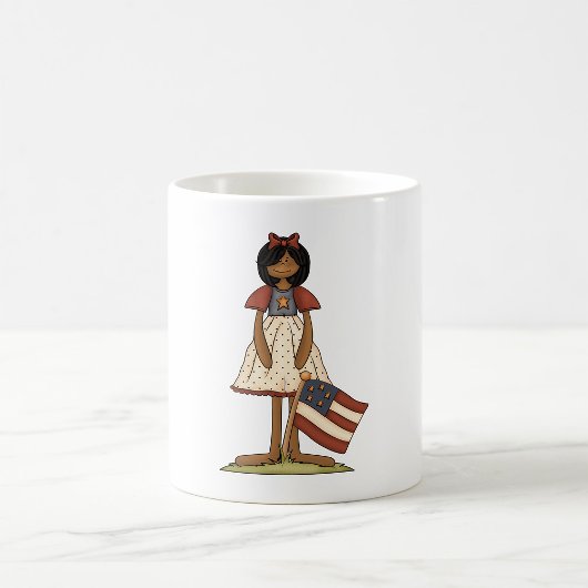 Patriotic Rag Doll Girl Americana Folk Kaffeetasse