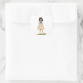 Patriotic Rag Doll Girl Americana Folk Quadratischer Aufkleber (Tasche)