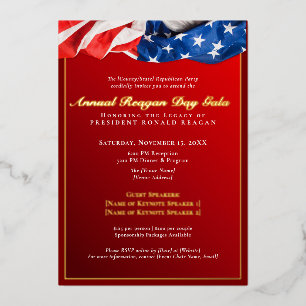 Patriotic Reagan Day Gala Republikanischer Fundrai Folieneinladung