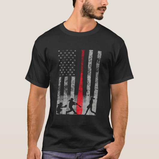 Patriotic Red Bat Softball Flag T-Shirt (Vorderseite)