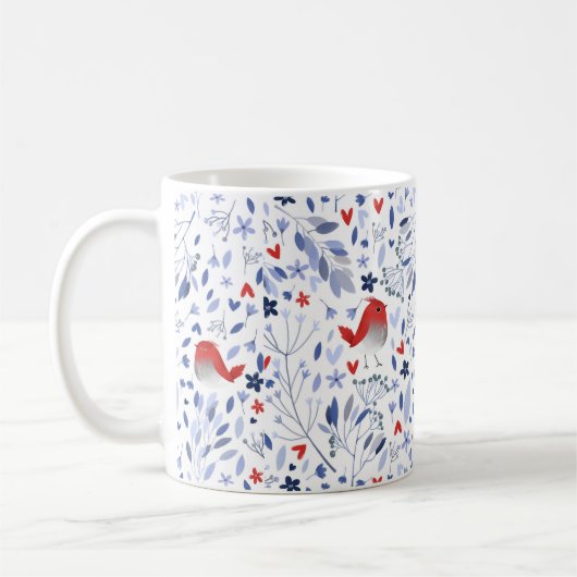 Patriotic Red Bird Cottagecore Kaffeetasse (Links)