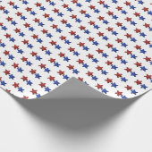 Patriotic Red Blue Glitzer Stars Pattern auf White Geschenkpapier (Ecke)