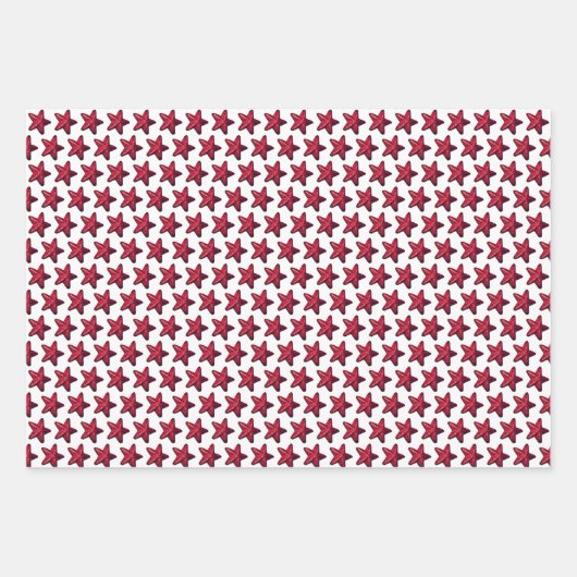 Patriotic Red Blue Glitzer Stars Pattern auf White Geschenkpapier Set (Vorderseite 3)