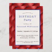 Patriotic Red Blue Imitate Tufett Geburtstag Einladung (Vorne/Hinten)