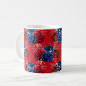 Patriotic Red Blue Rose Bouquet Kaffeetasse (Vorderseite Links)
