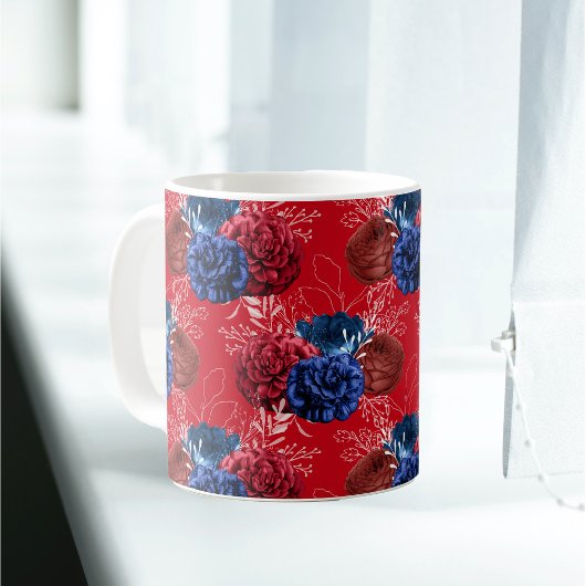Patriotic Red Blue Rose Bouquet Kaffeetasse