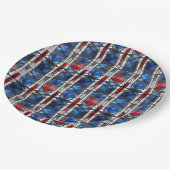 Patriotic Red Blue Stained Glass Pappteller (Schrägansicht)