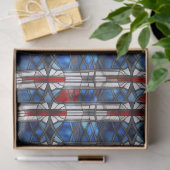 Patriotic Red Blue Stained Glass Seidenpapier (Geschenk)