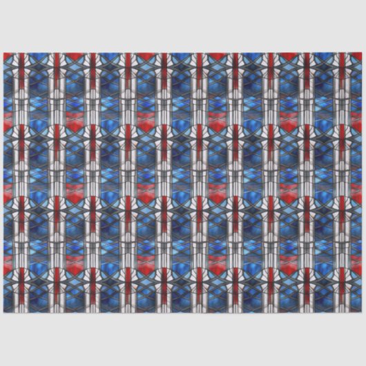 Patriotic Red Blue Stained Glass Seidenpapier (Vorderseite)