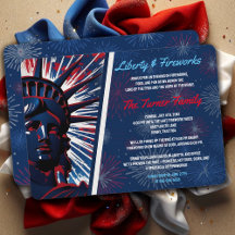 Patriotic Red Blue Statue of Liberty 4. Juli