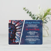 Patriotic Red Blue Statue of Liberty 4. Juli Einladung (Stehend Vorderseite)
