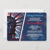 Patriotic Red Blue Statue of Liberty 4. Juli Einladung (Vorderseite)