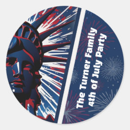 Patriotic Red Blue Statue of Liberty 4. Juli Runder Aufkleber