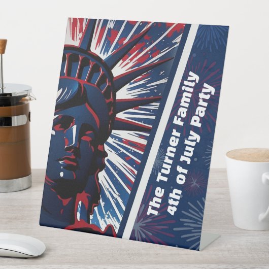 Patriotic Red Blue Statue of Liberty 4. Juli Sockelschild (In Situ)