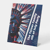 Patriotic Red Blue Statue of Liberty 4. Juli Sockelschild (Vorderseite)