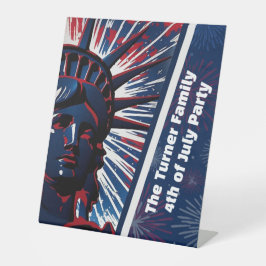 Patriotic Red Blue Statue of Liberty 4. Juli Sockelschild