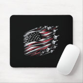 Patriotic Red Blue Us Flag Fighter Jets 4. Juli Mousepad (Mit Mouse)