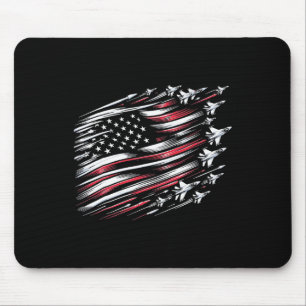 Patriotic Red Blue Us Flag Fighter Jets 4. Juli Mousepad