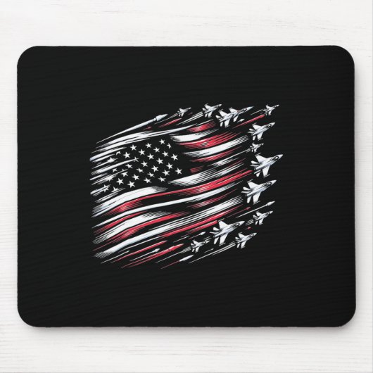 Patriotic Red Blue Us Flag Fighter Jets 4. Juli Mousepad (Vorne)